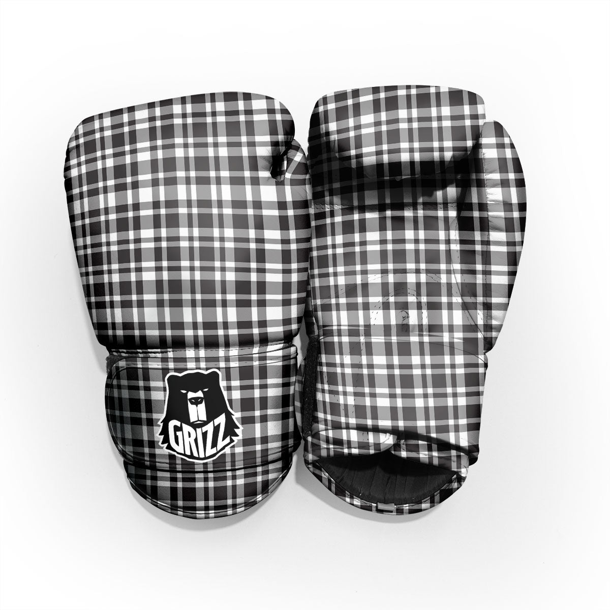 Madras White And Black Print Pattern Pro Boxing Glove