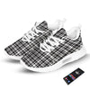 Madras White And Black Print Pattern Tennis Shoes-grizzshop