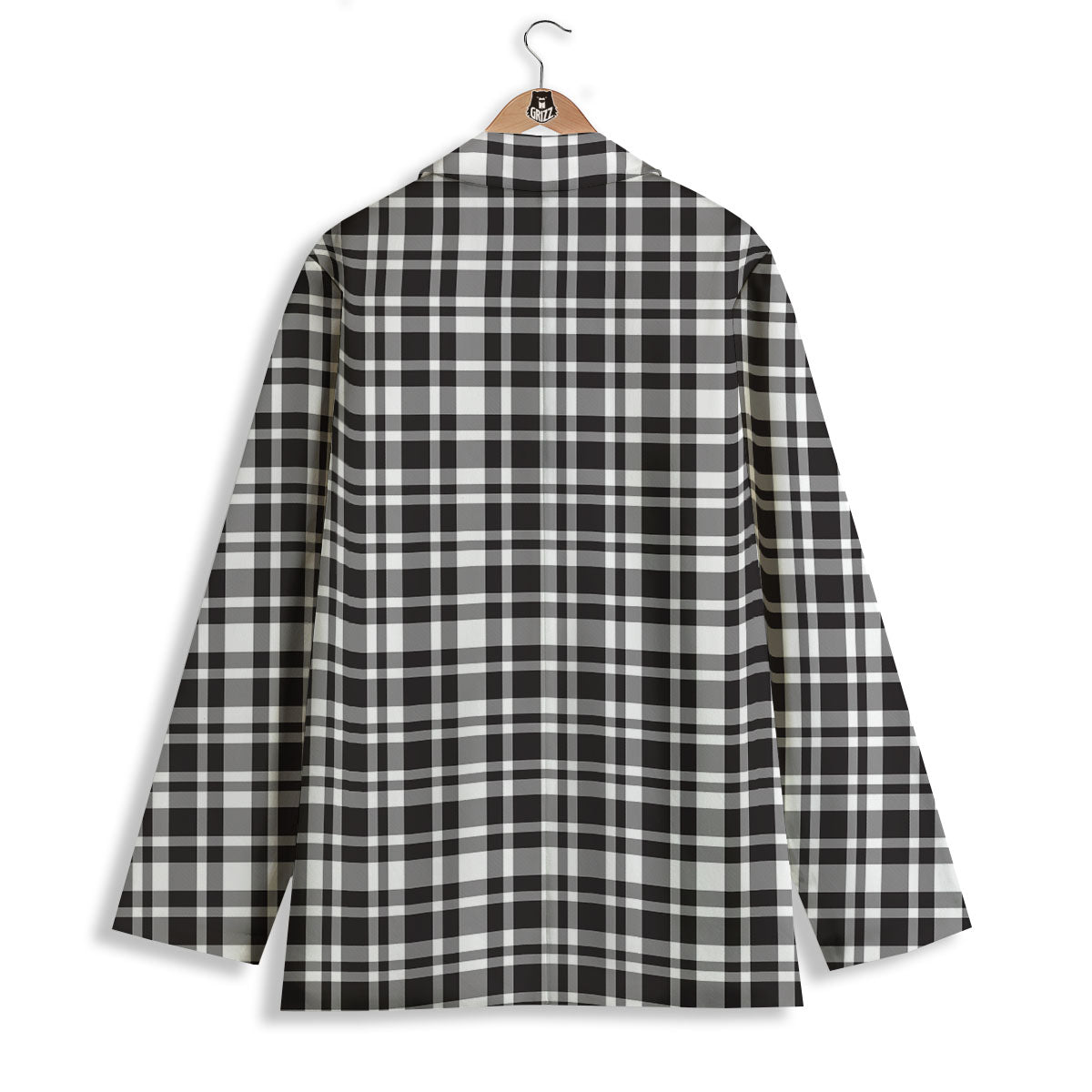 Madras White And Black Print Pattern Women's Blazer-grizzshop