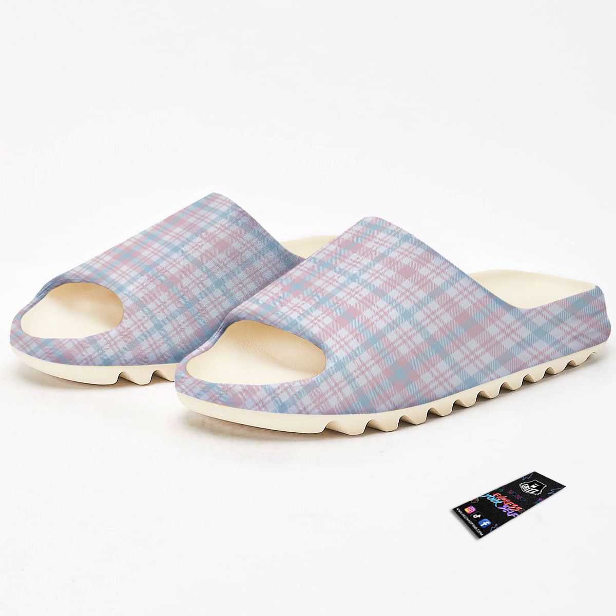 Madras Pastel Print Pattern Sandals-grizzshop
