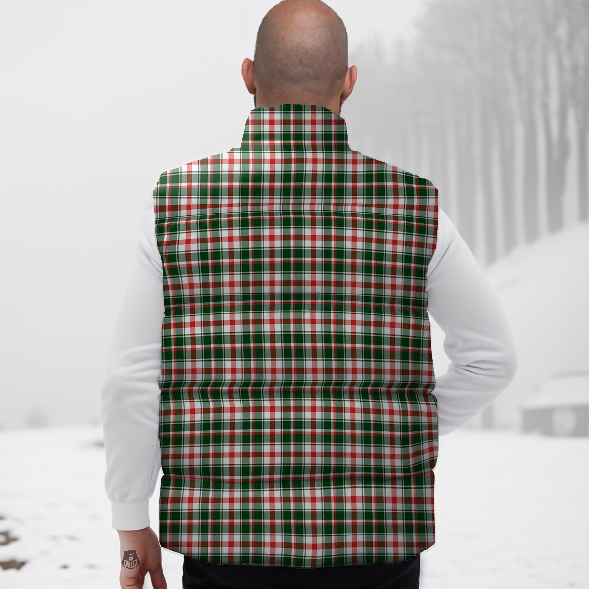 Madras Plaid Christmas Print Down Vest