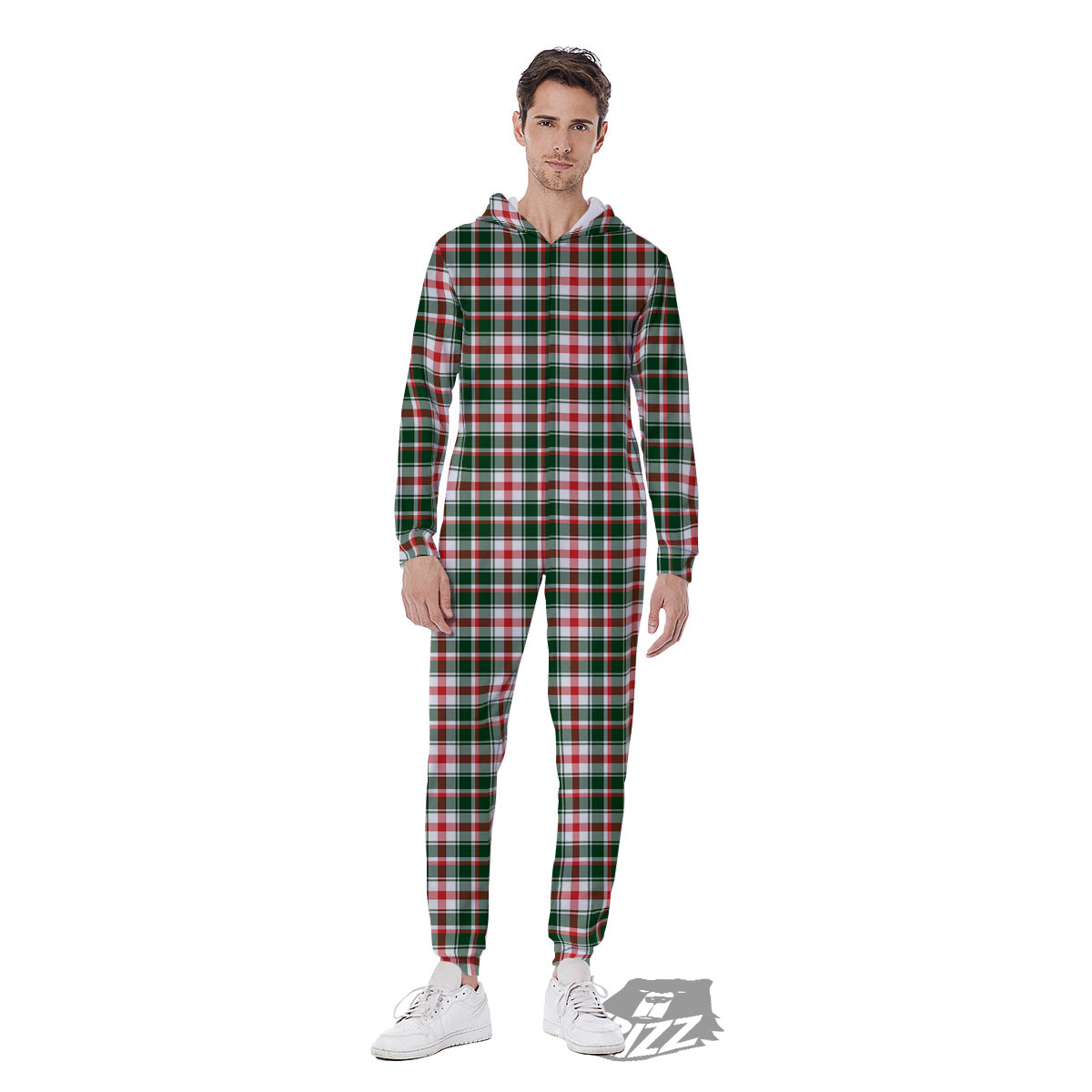 Madras Plaid Christmas Print Men's Jumpsuit-grizzshop