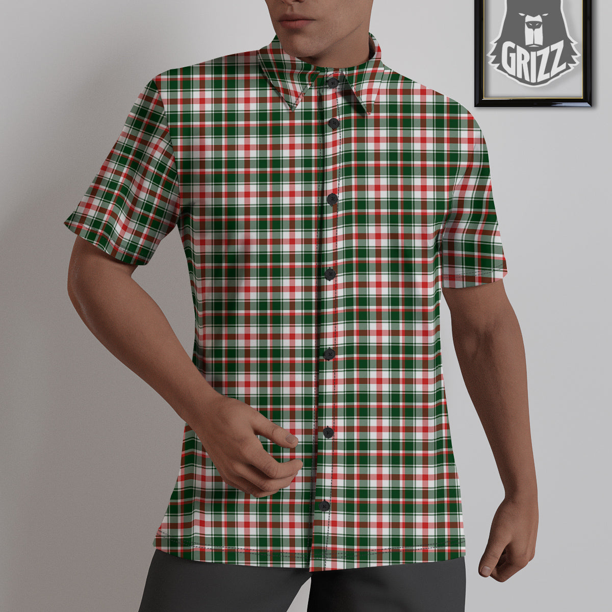 Madras Plaid Christmas Print Untucked Shirts-grizzshop