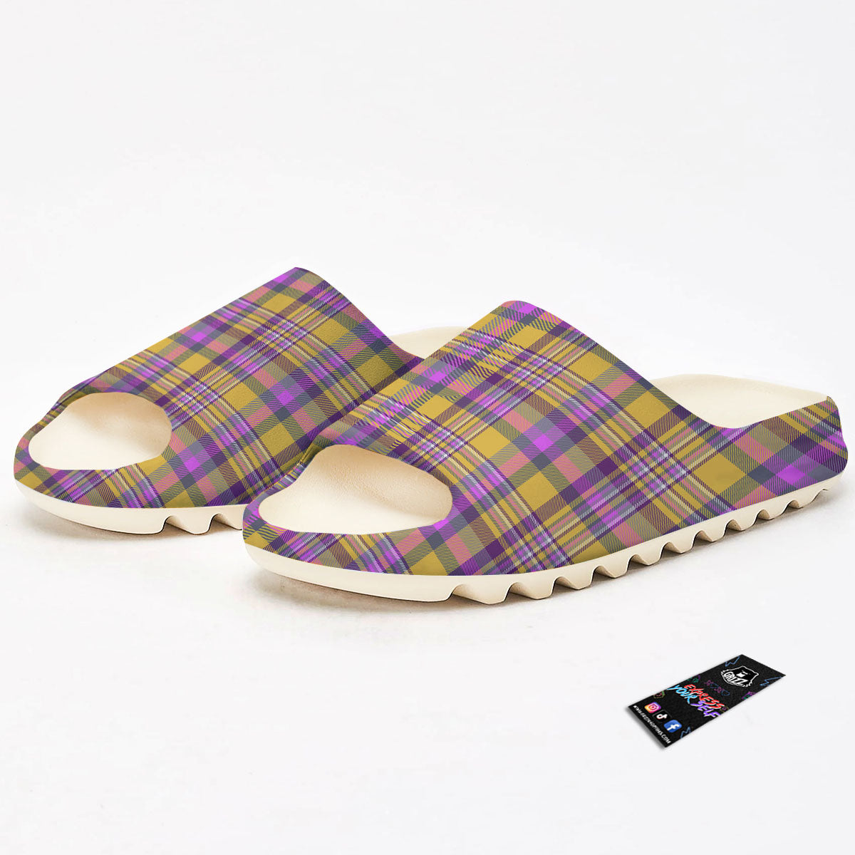 Madras Plaid Orange And Purple Print Pattern Sandals-grizzshop