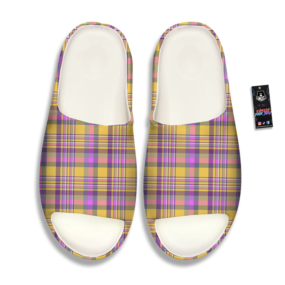 Madras Plaid Orange And Purple Print Pattern Sandals-grizzshop