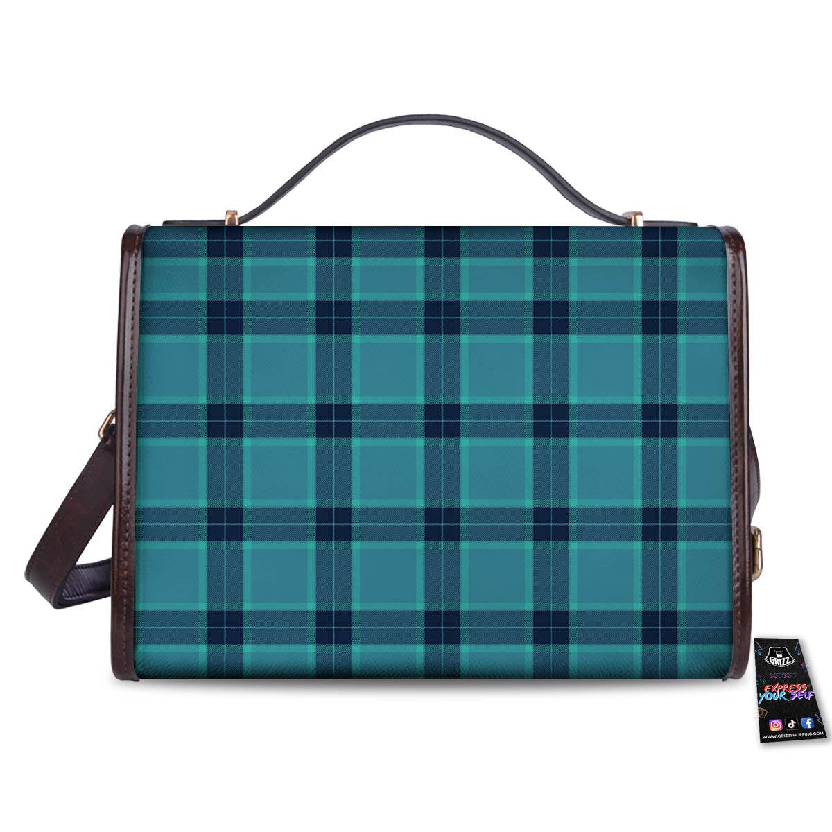 Madras Teal Print Pattern Women's Satchel Bag