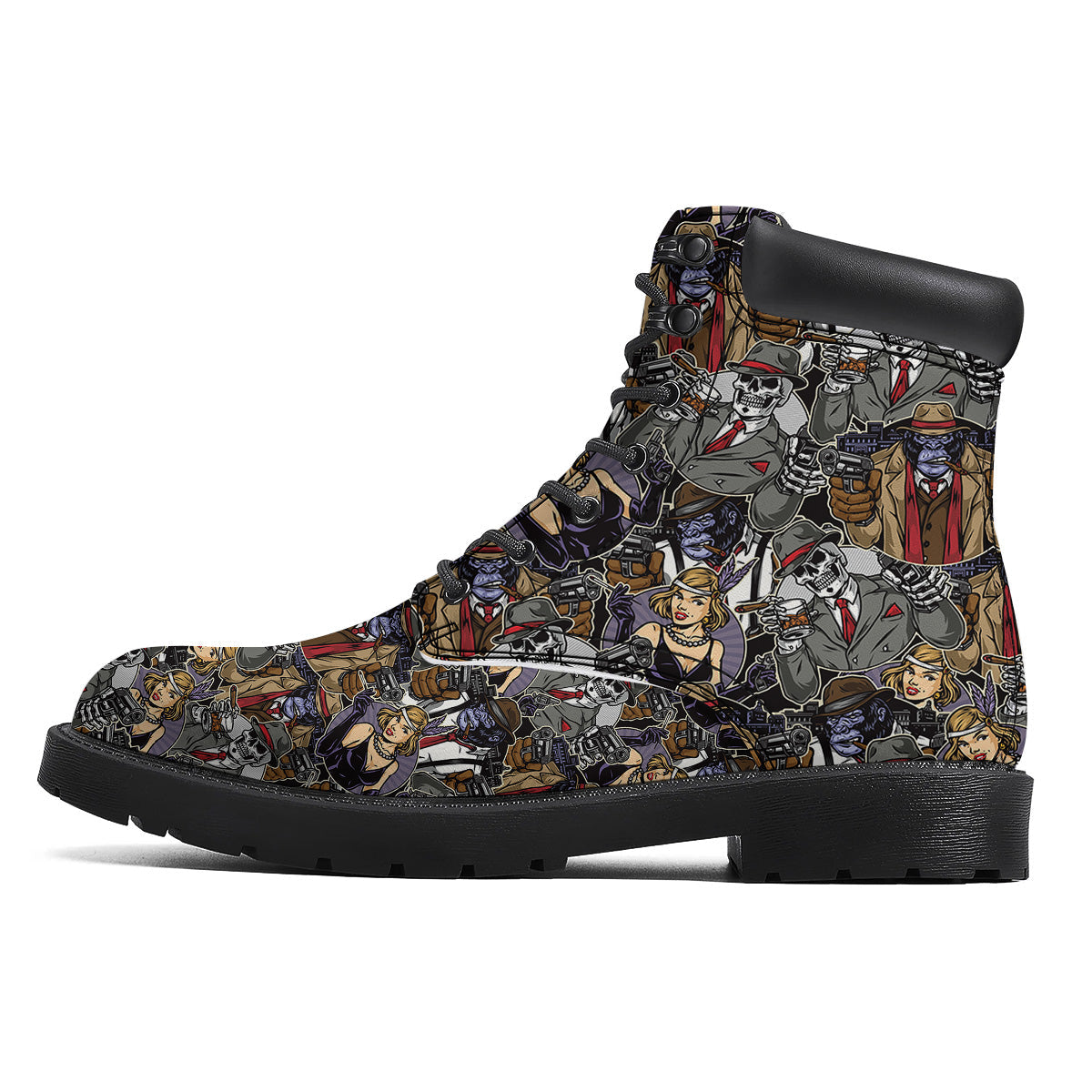 Mafia And Gangsters Print Pattern Boots-grizzshop