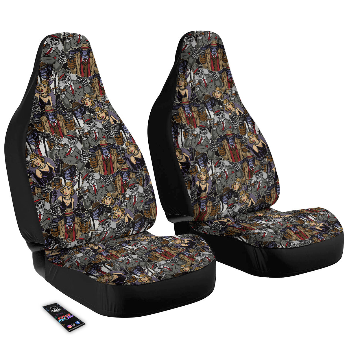 Mafia And Gangsters Print Pattern Car Seat Covers-grizzshop