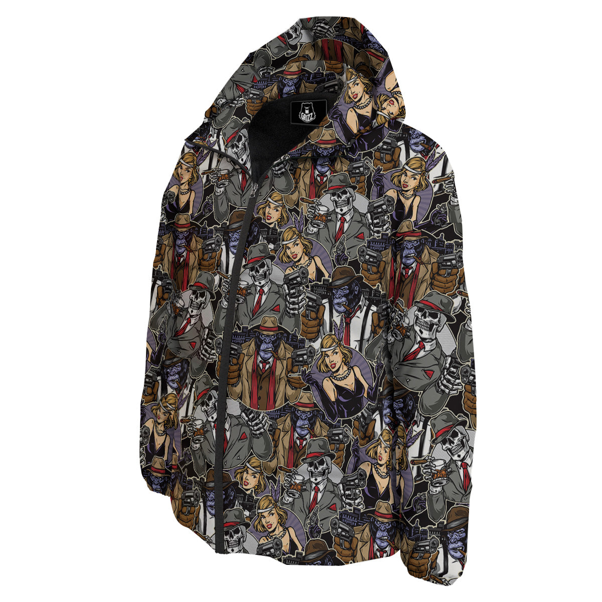 Mafia And Gangsters Print Pattern Down Jacket-grizzshop