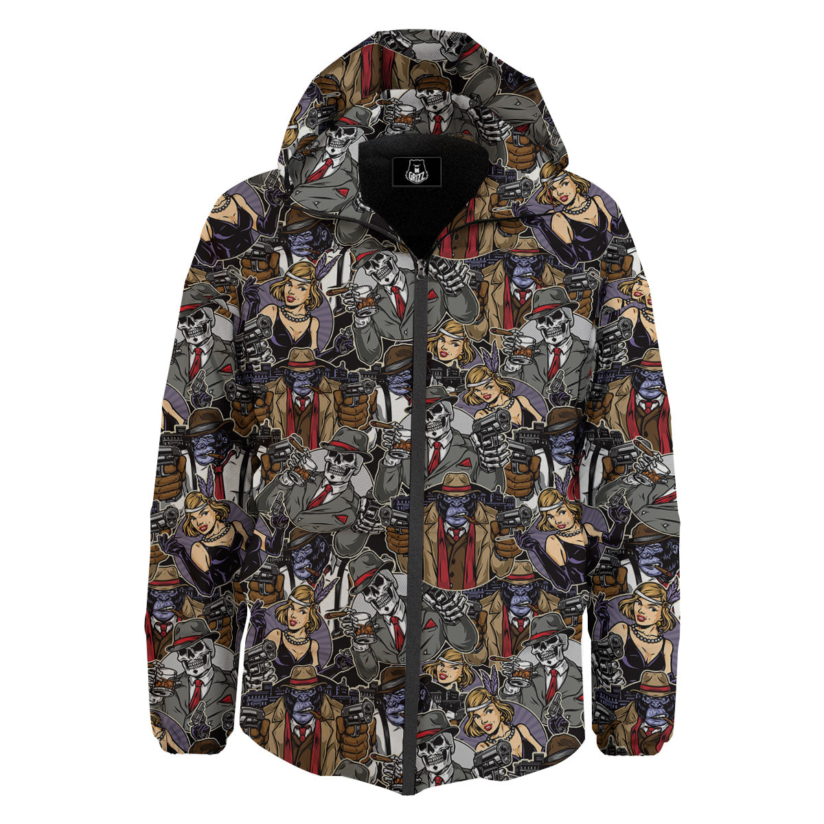 Mafia And Gangsters Print Pattern Down Jacket-grizzshop