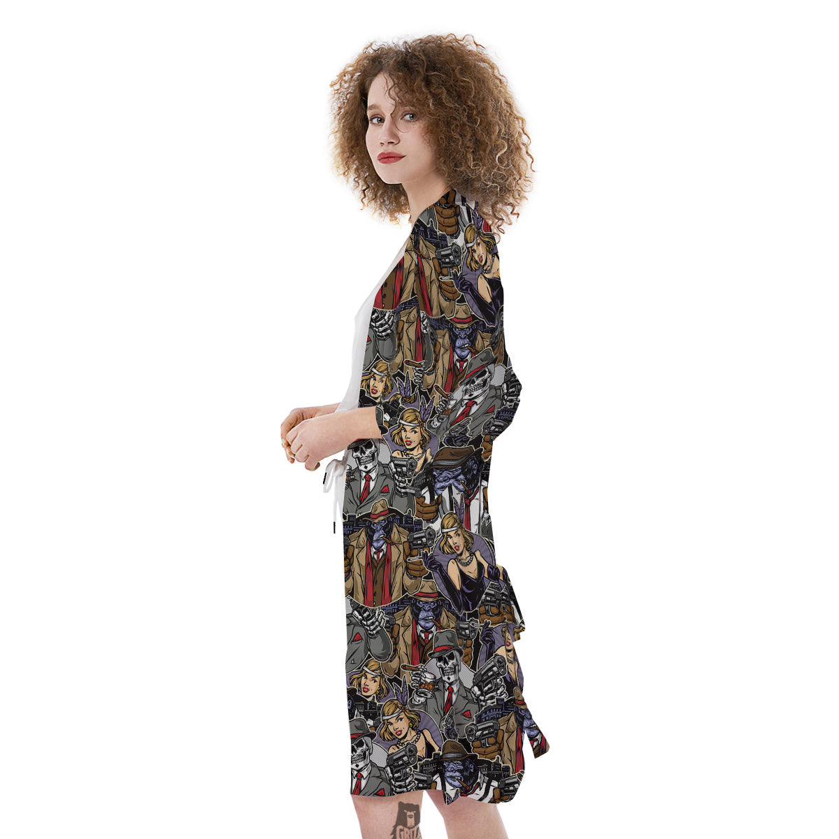 Mafia And Gangsters Print Pattern Kimono-grizzshop