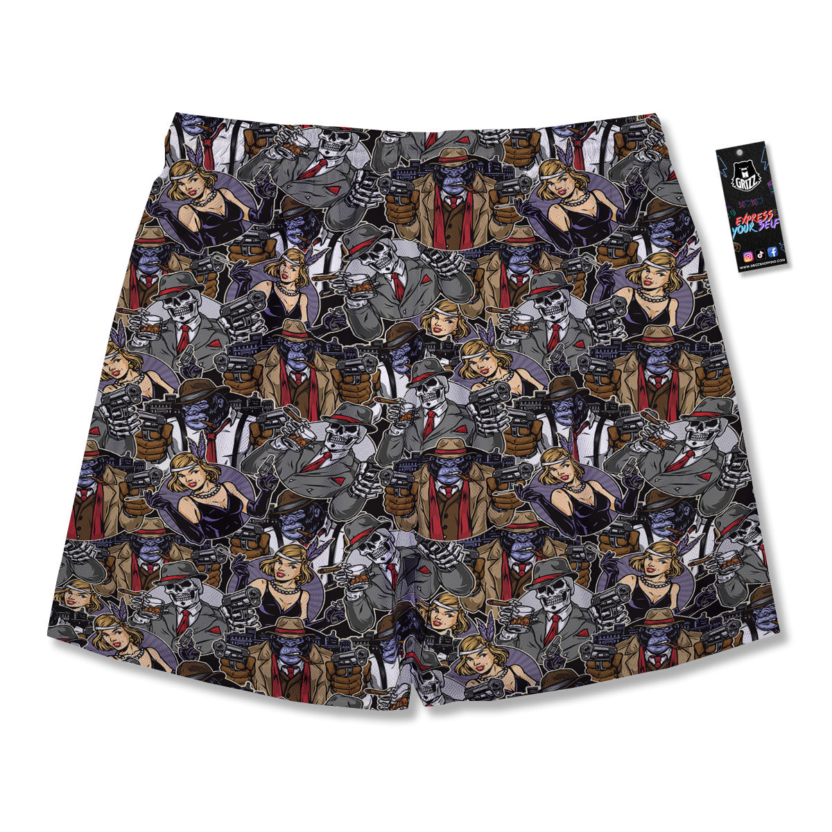 Mafia And Gangsters Print Pattern Men's Running Shorts-grizzshop