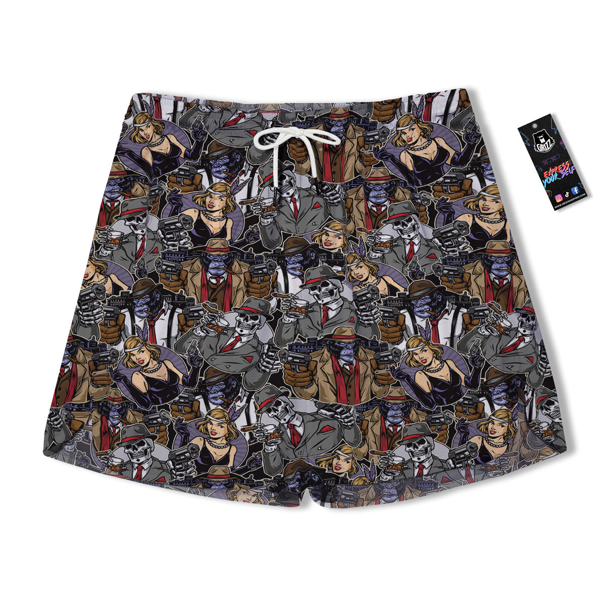 Mafia And Gangsters Print Pattern Men's Running Shorts-grizzshop