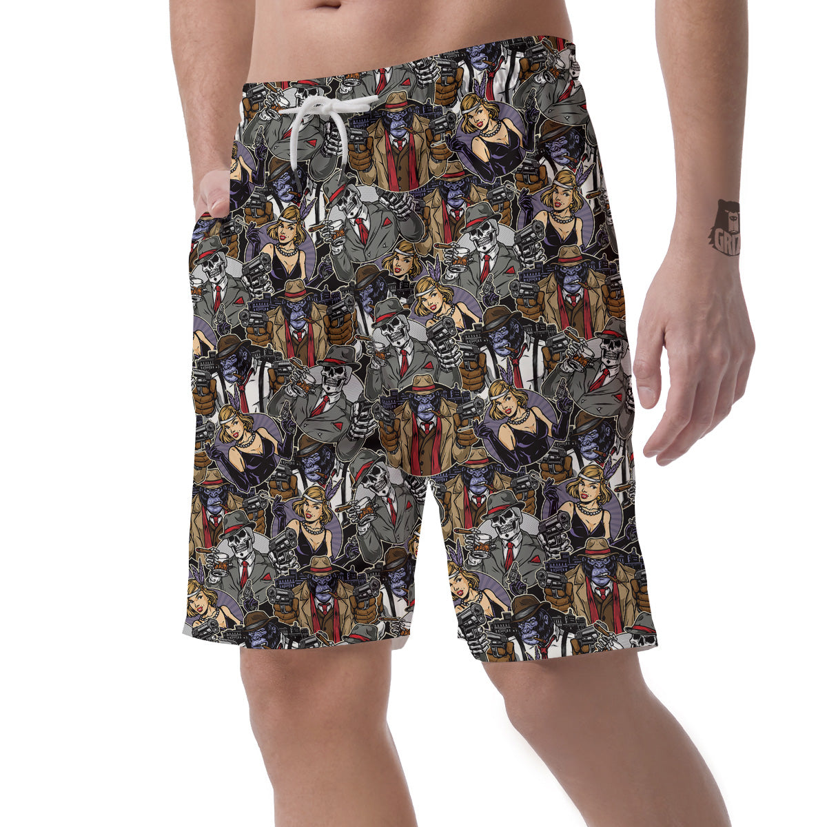 Mafia And Gangsters Print Pattern Men's Shorts-grizzshop