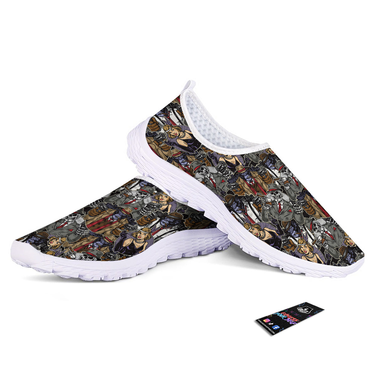 Mafia And Gangsters Print Pattern Nurse Shoes-grizzshop