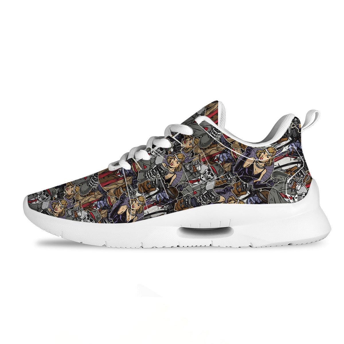 Mafia And Gangsters Print Pattern Tennis Shoes-grizzshop