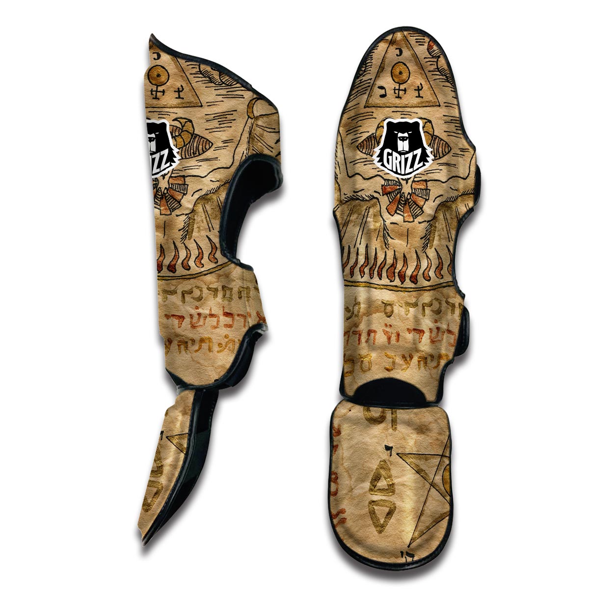 Magic Book Pentacle Wiccan Muay Thai Shin Guards-grizzshop