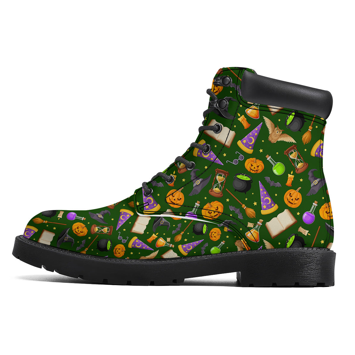 Magical Symbols And Green Print Pattern Boots-grizzshop