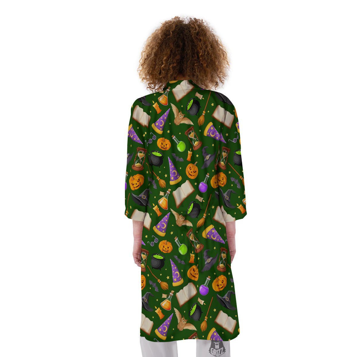 Magical Symbols And Green Print Pattern Kimono-grizzshop