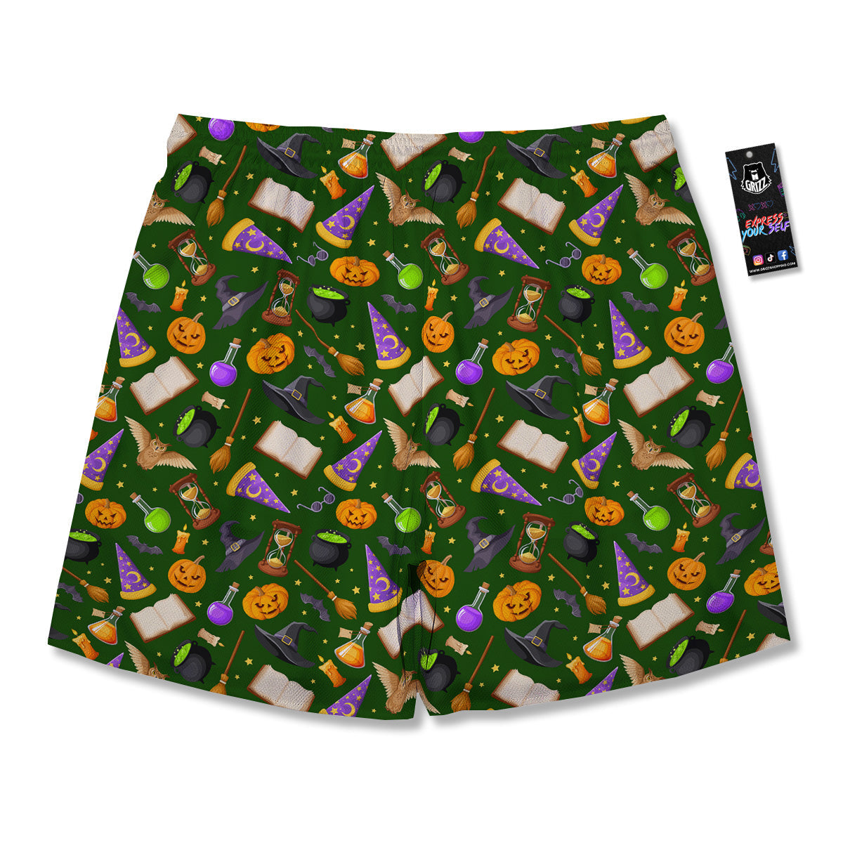Magical Symbols And Green Print Pattern Men's Running Shorts-grizzshop