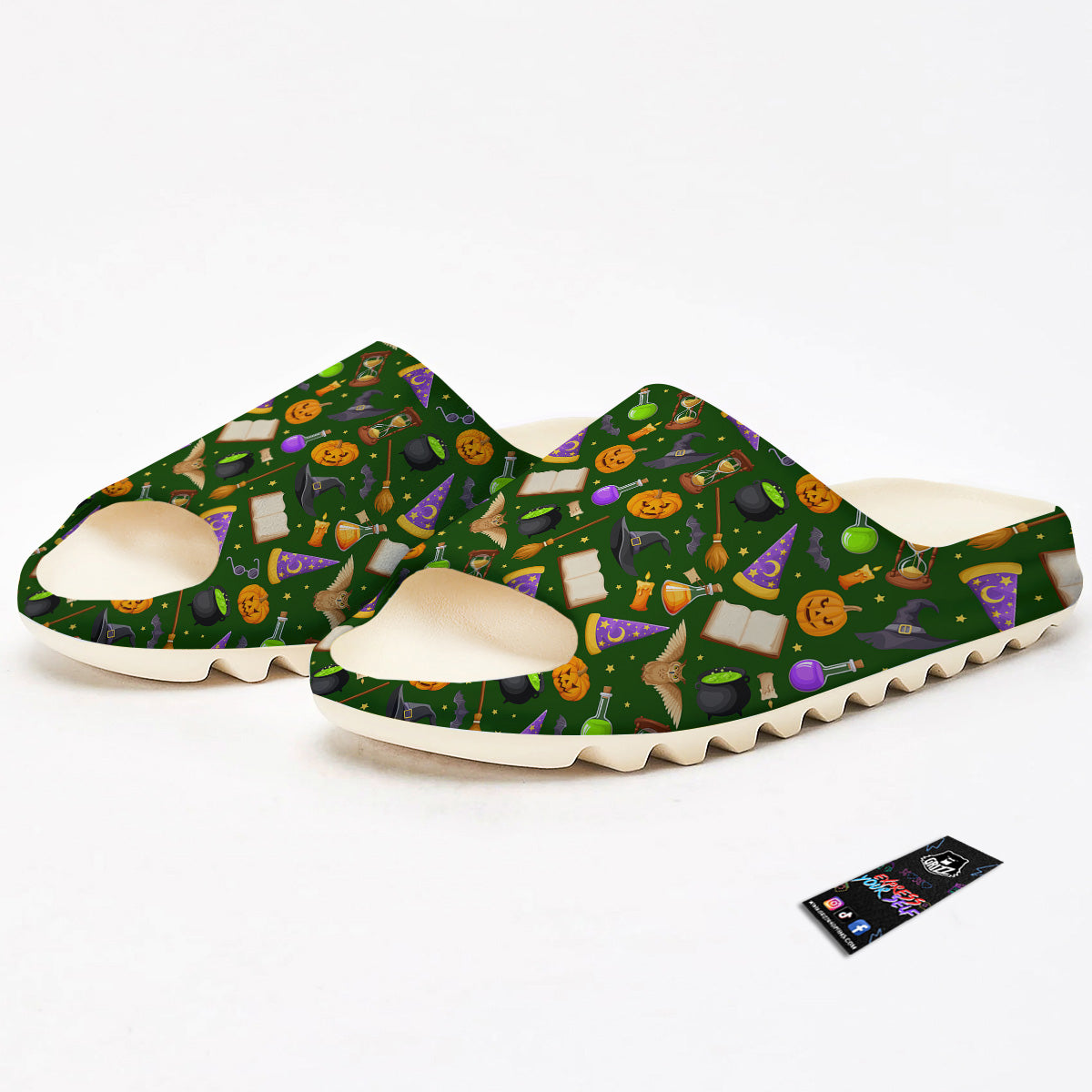 Magical Symbols And Green Print Pattern Sandals-grizzshop