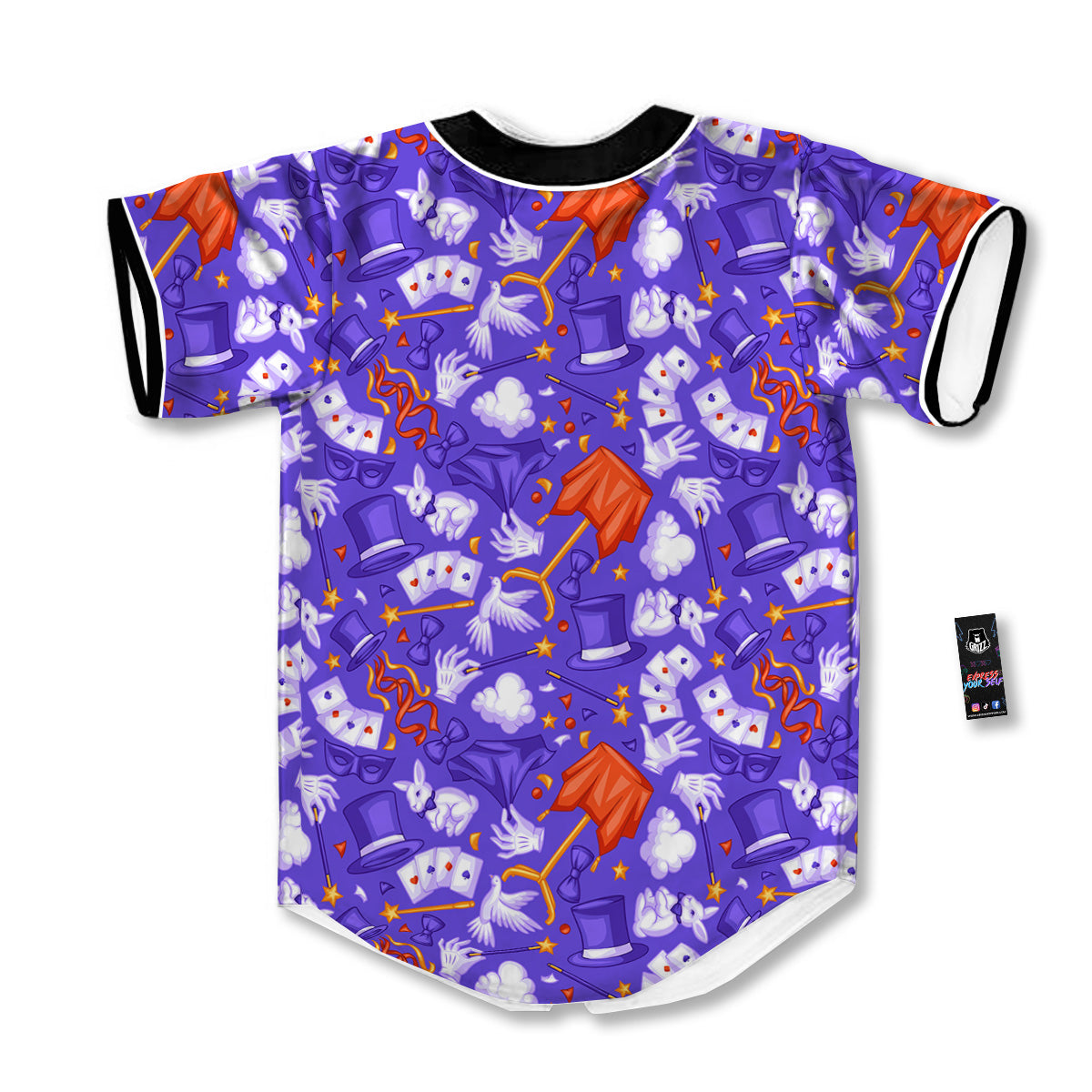 Magician Purple Show Print Pattern Baseball Jersey-grizzshop