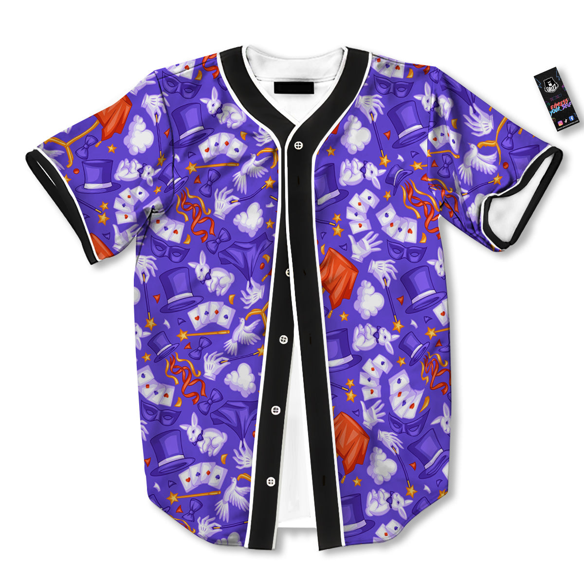 Magician Purple Show Print Pattern Baseball Jersey-grizzshop