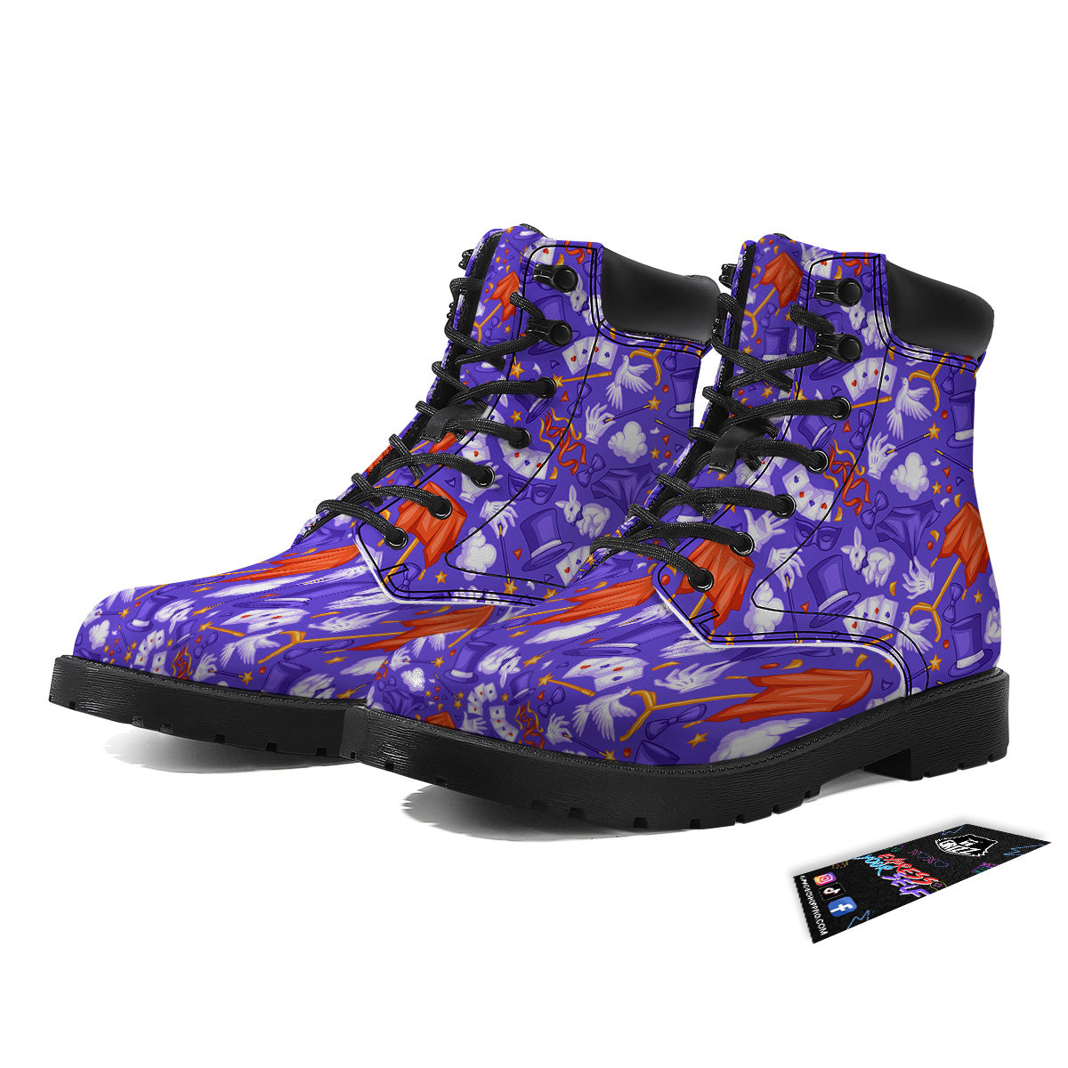 Magician Purple Show Print Pattern Boots-grizzshop