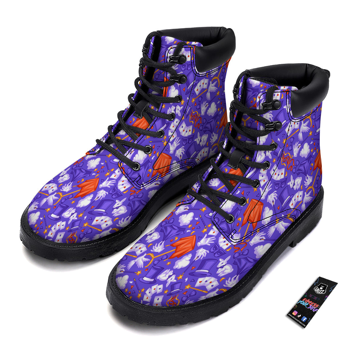 Magician Purple Show Print Pattern Boots-grizzshop