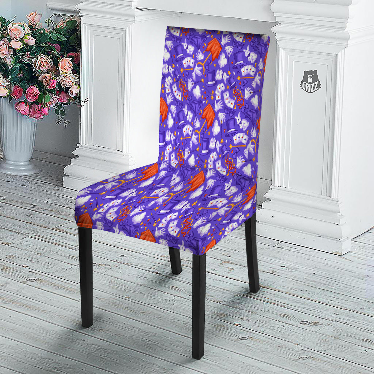 Magician Purple Show Print Pattern Dining Chair Slipcover-grizzshop