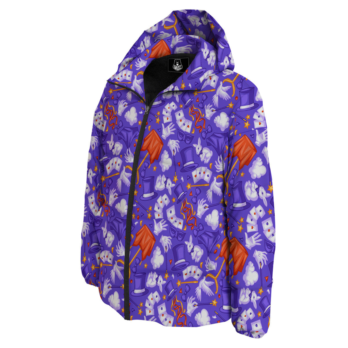 Magician Purple Show Print Pattern Down Jacket-grizzshop