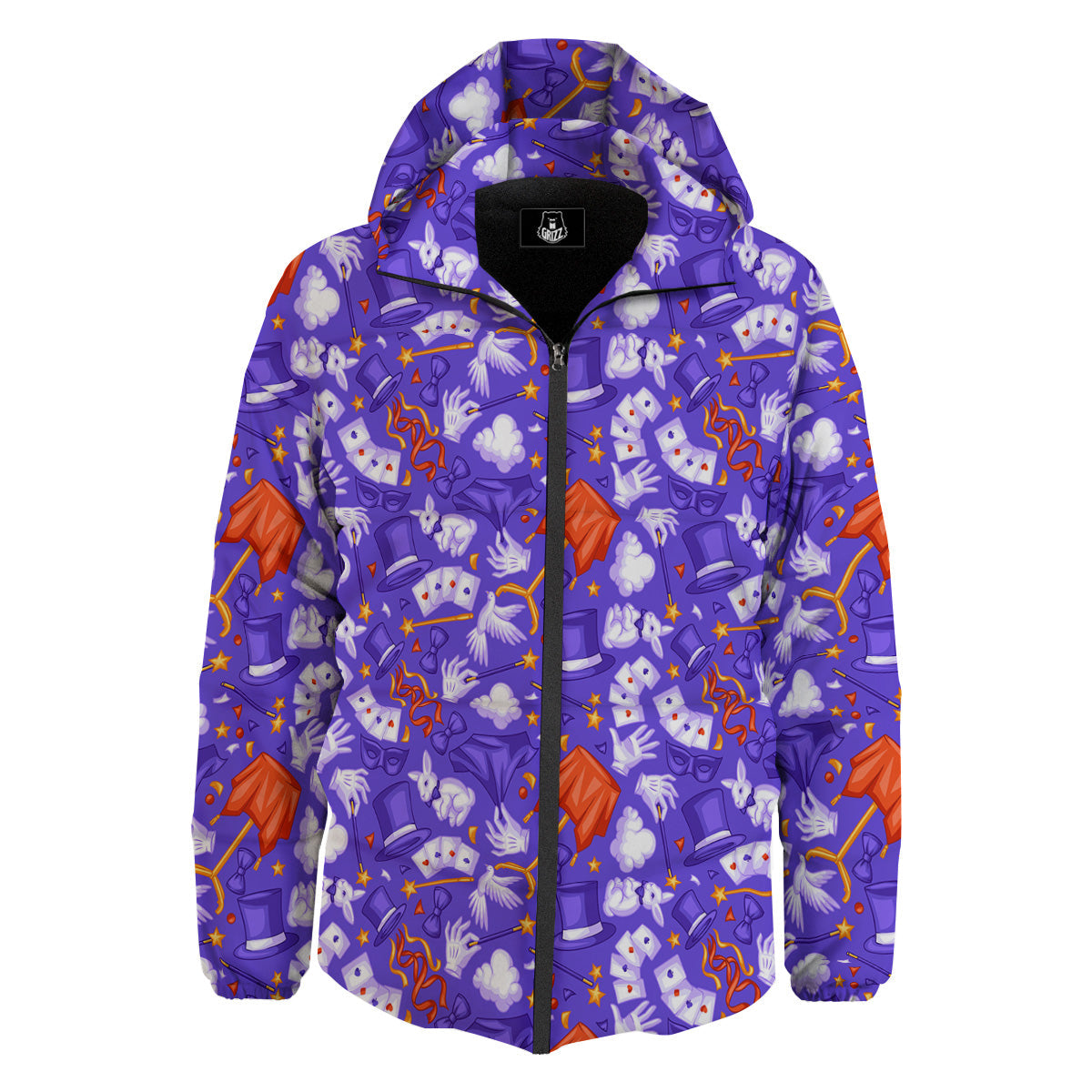 Magician Purple Show Print Pattern Down Jacket-grizzshop
