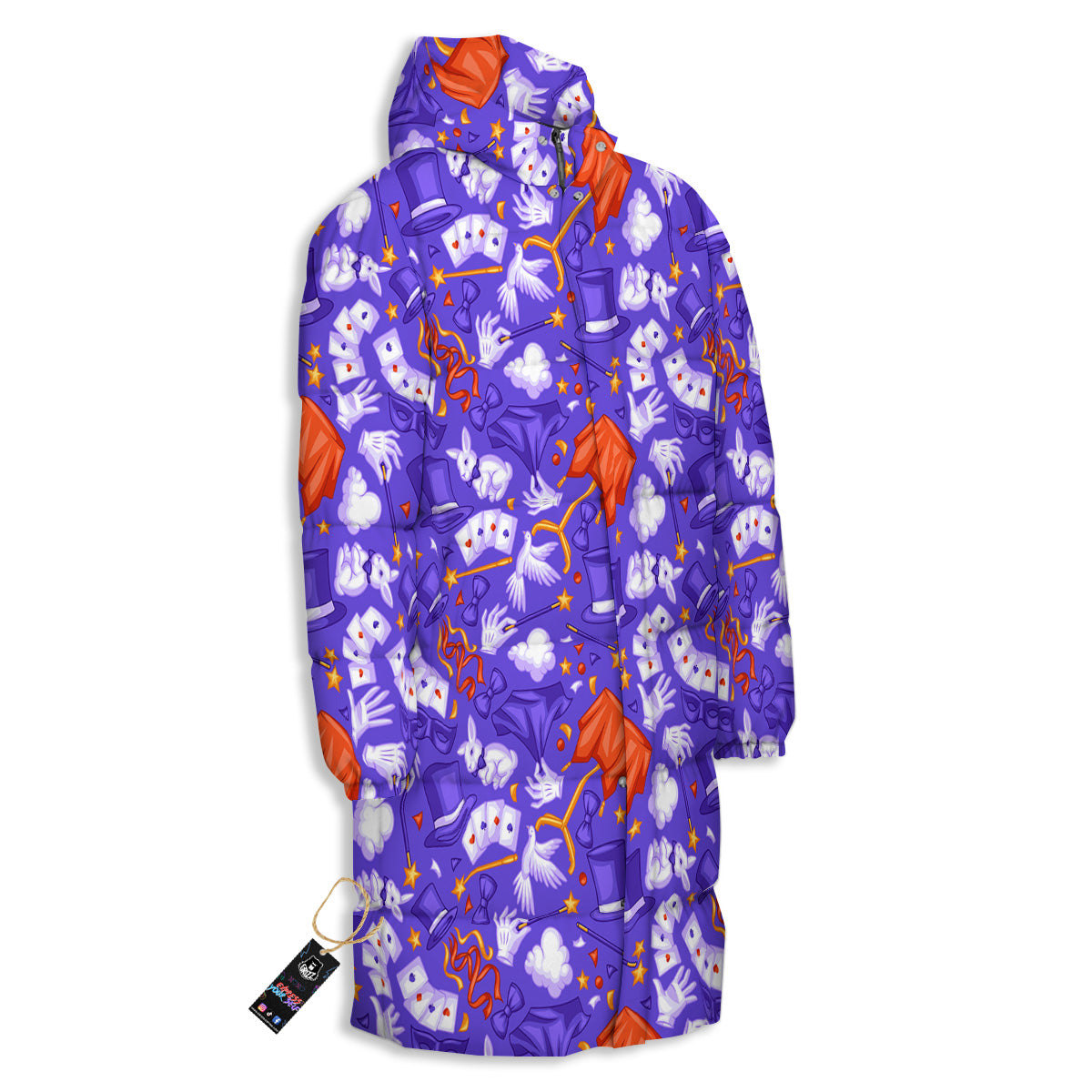 Magician Purple Show Print Pattern Long Down Jacket-grizzshop