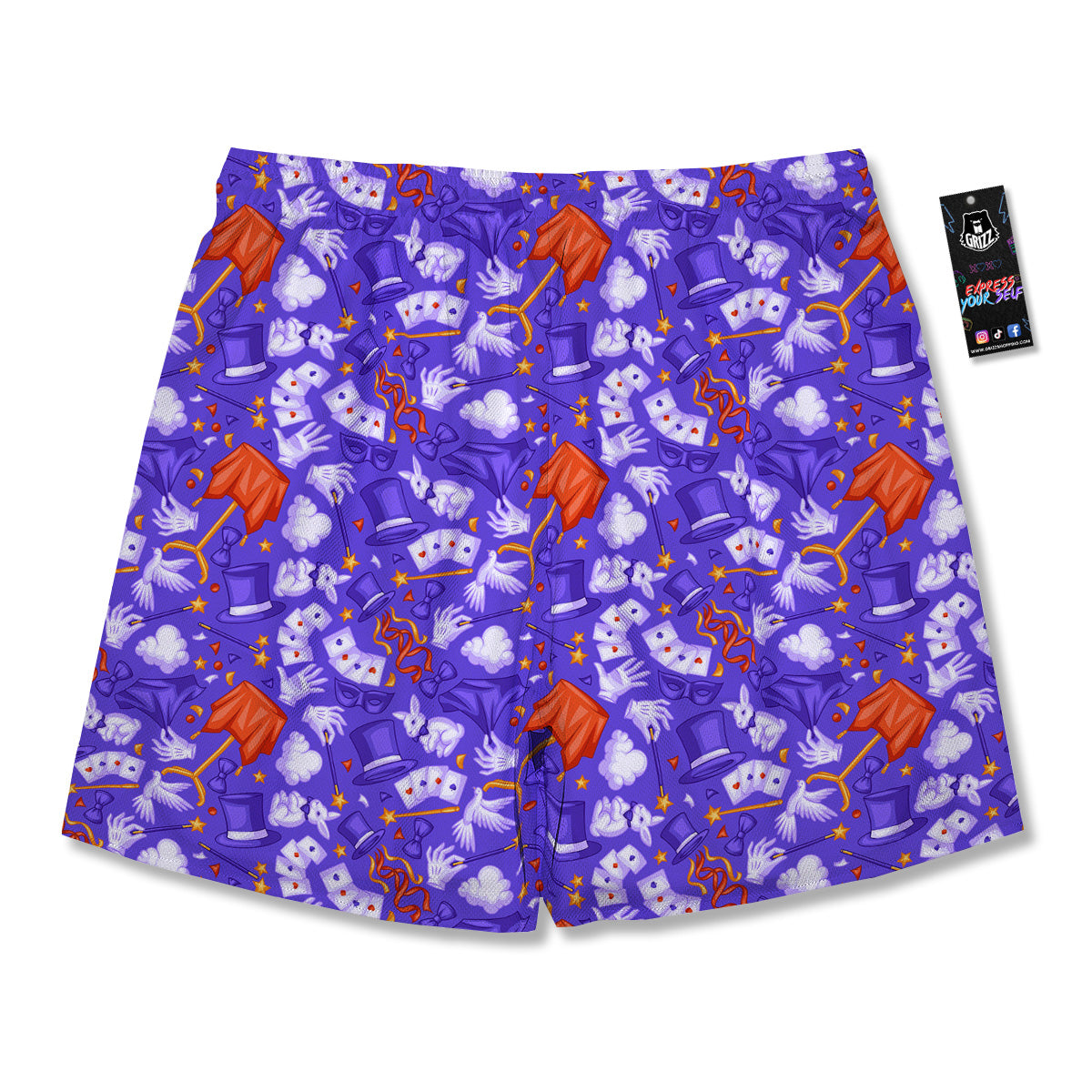 Magician Purple Show Print Pattern Men's Running Shorts-grizzshop