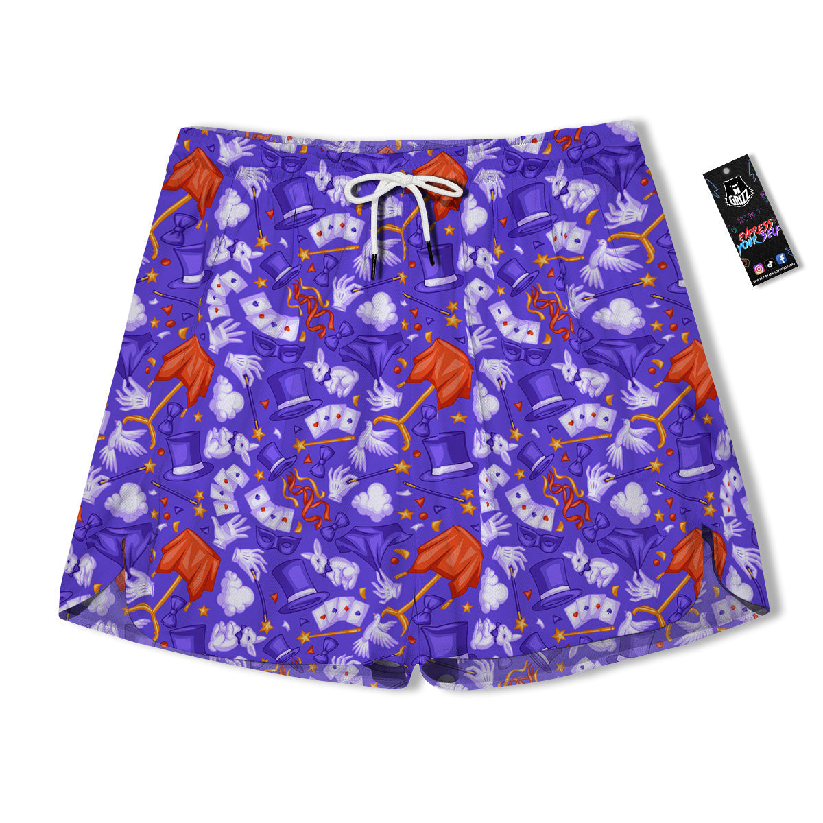 Magician Purple Show Print Pattern Men's Running Shorts-grizzshop