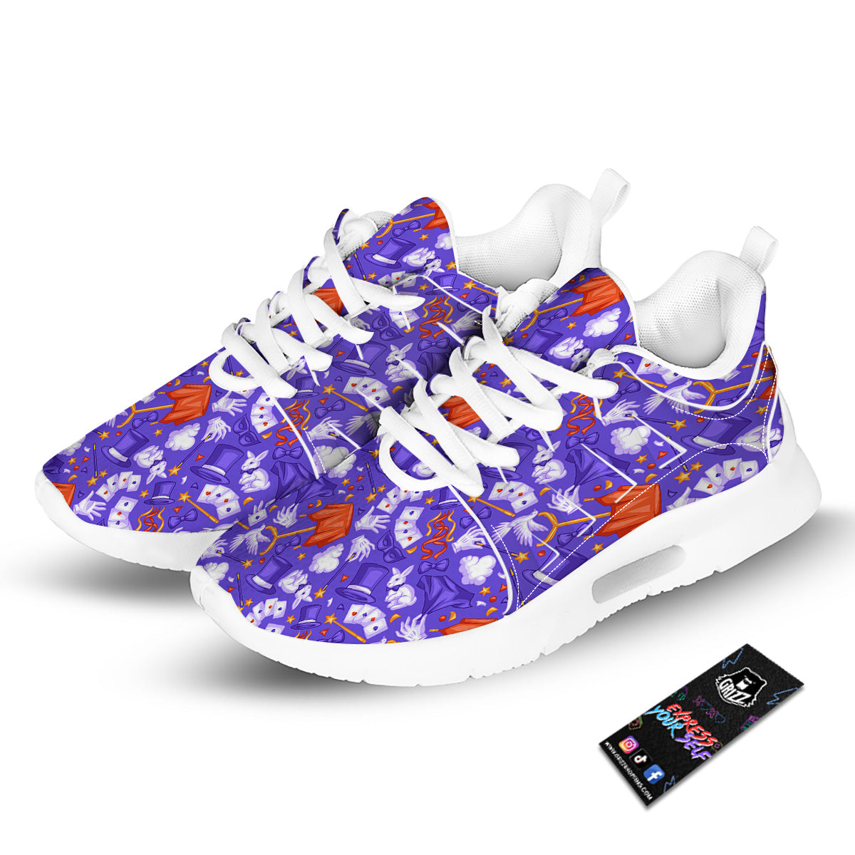Magician Purple Show Print Pattern Tennis Shoes-grizzshop