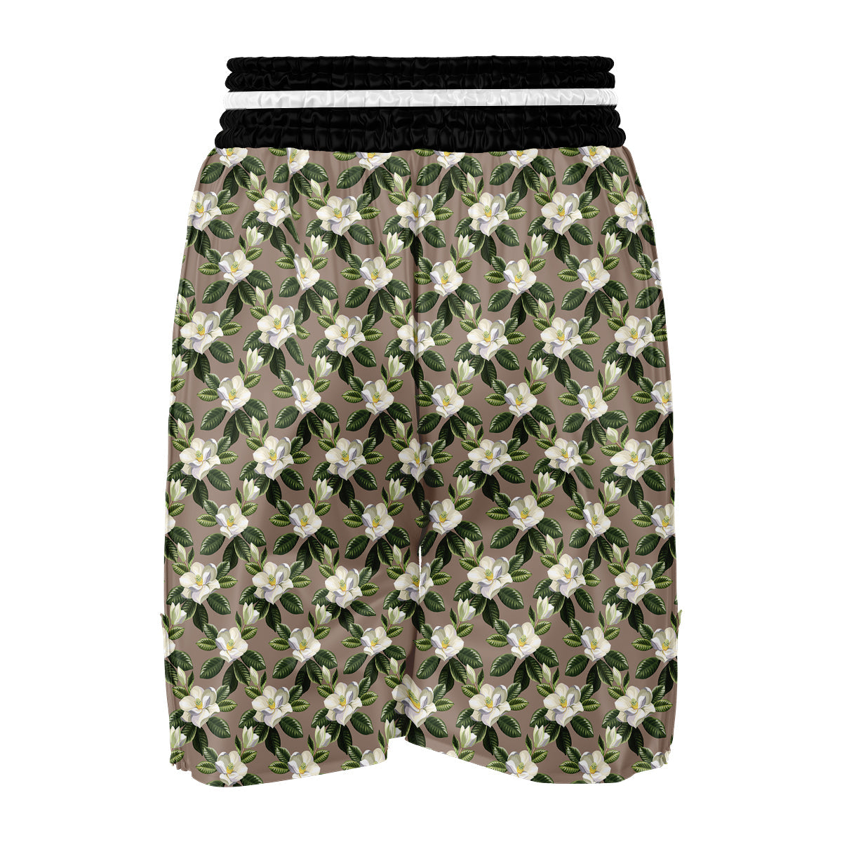 Magnolia Exotic And Brown Print Pattern Boxing Shorts-grizzshop