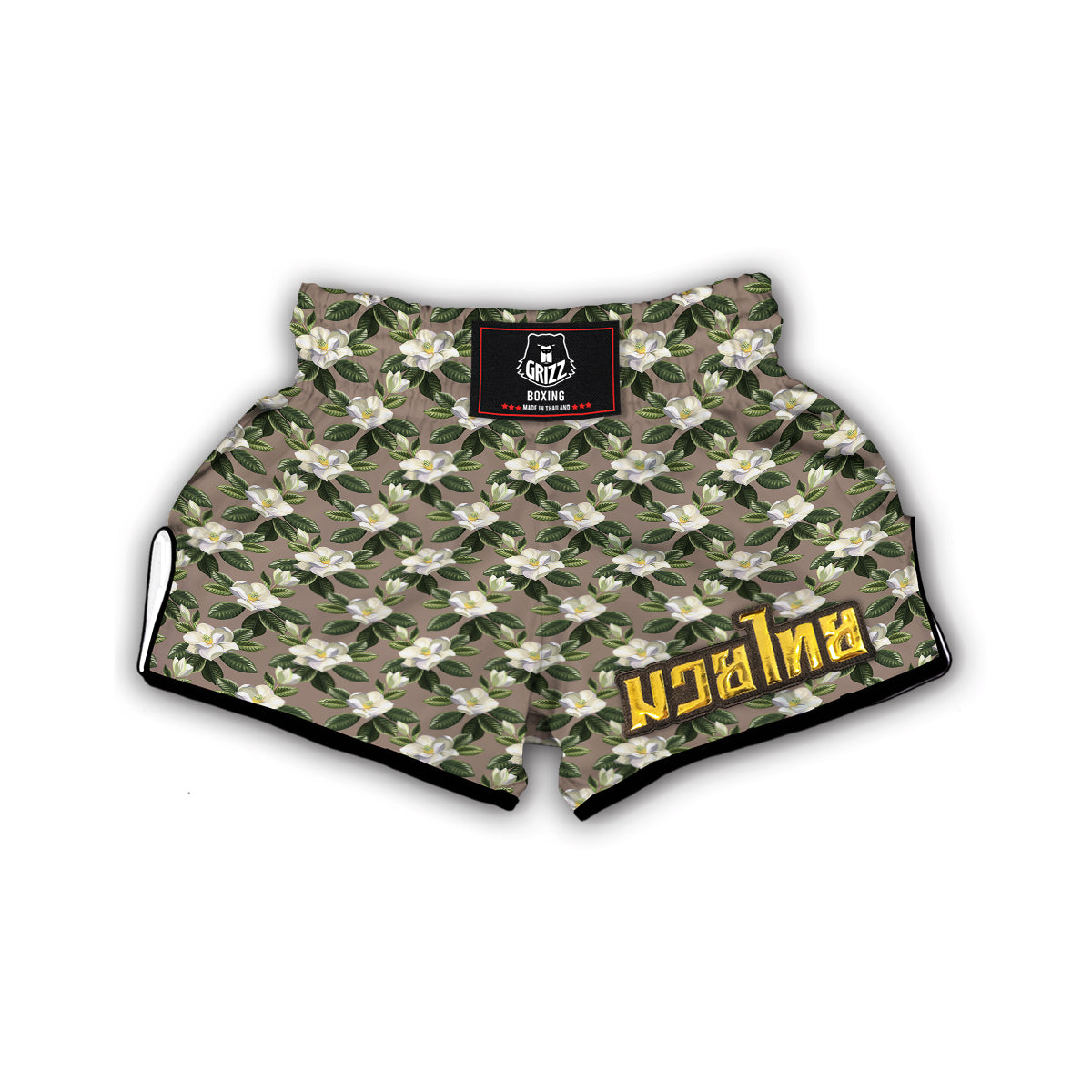 Magnolia Exotic And Brown Print Pattern Muay Thai Boxing Shorts-grizzshop