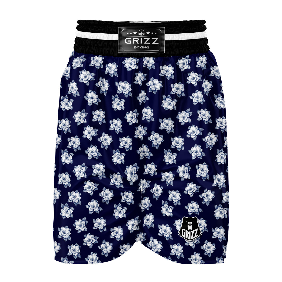 Magnolia Watercolor Blue Print Pattern Boxing Shorts-grizzshop