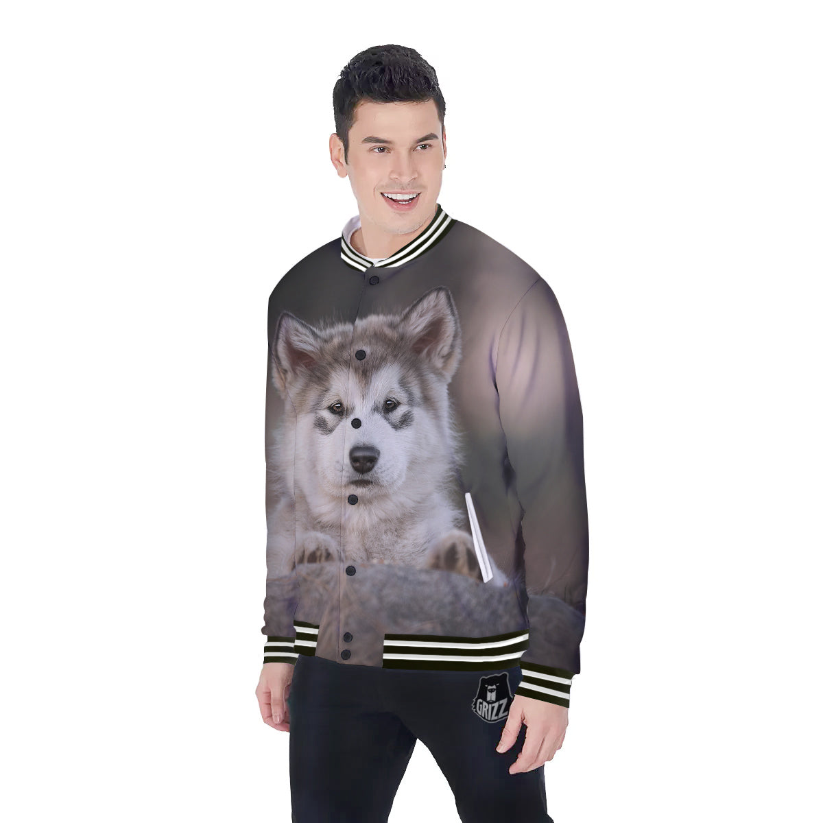 Malamute Alaskan Cute Print Baseball Jacket-grizzshop