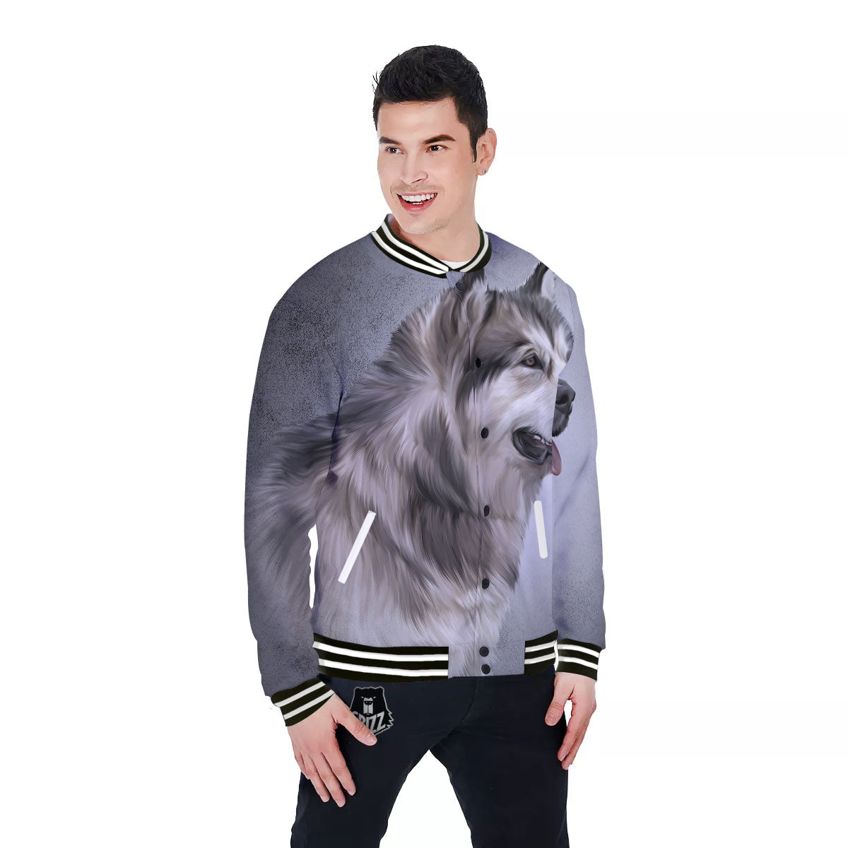 Malamute Alaskan Vintage Print Baseball Jacket-grizzshop