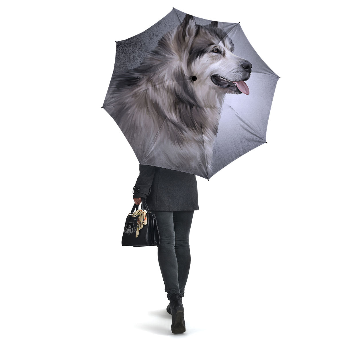 Malamute Alaskan Vintage Print Umbrella-grizzshop