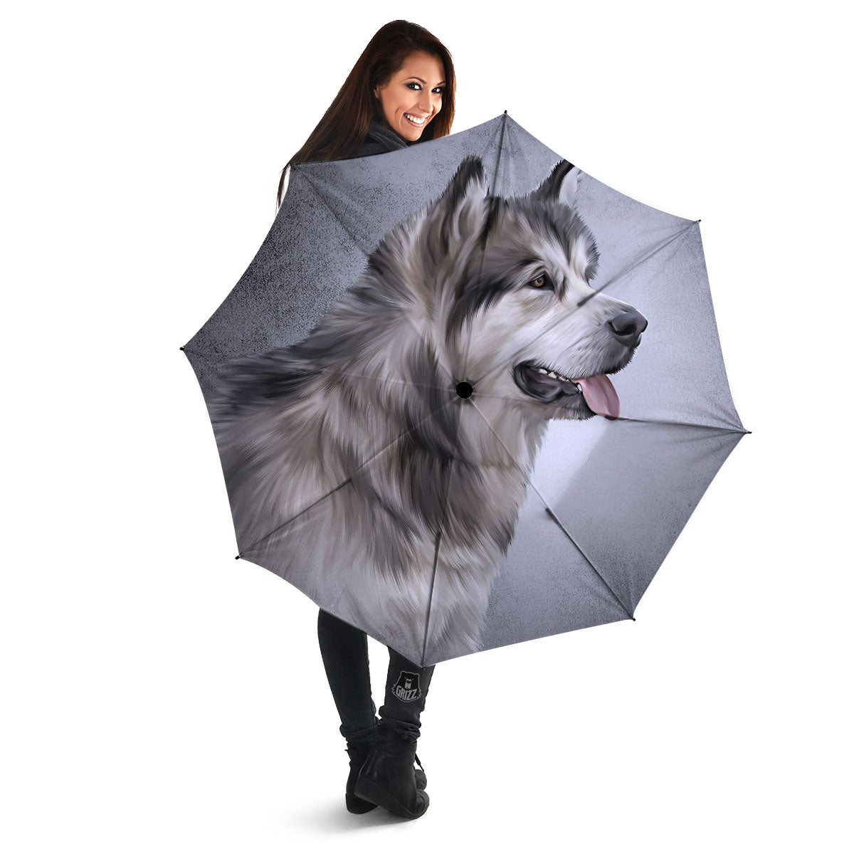 Malamute Alaskan Vintage Print Umbrella-grizzshop