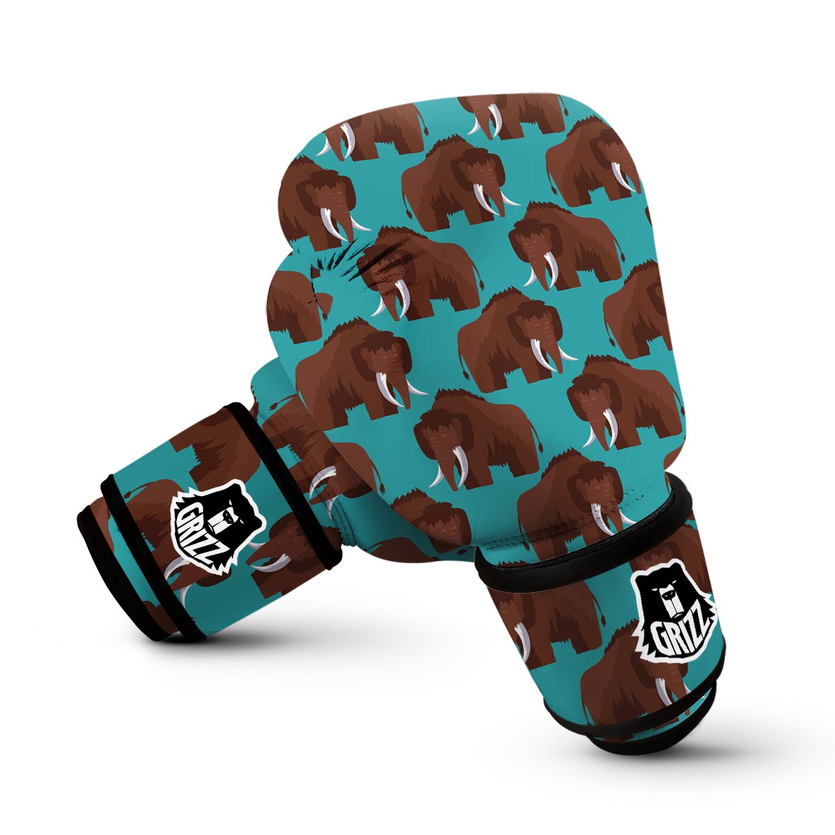 Mammoth Blue Pattern Print Boxing Gloves-grizzshop