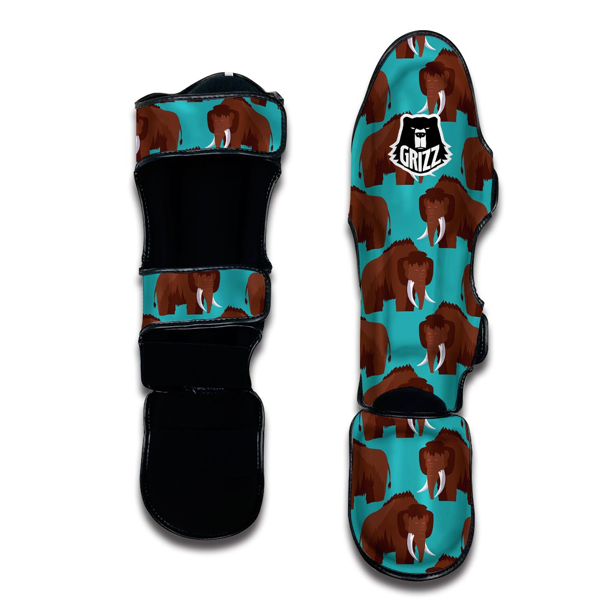 Mammoth Blue Pattern Print Muay Thai Shin Guards-grizzshop