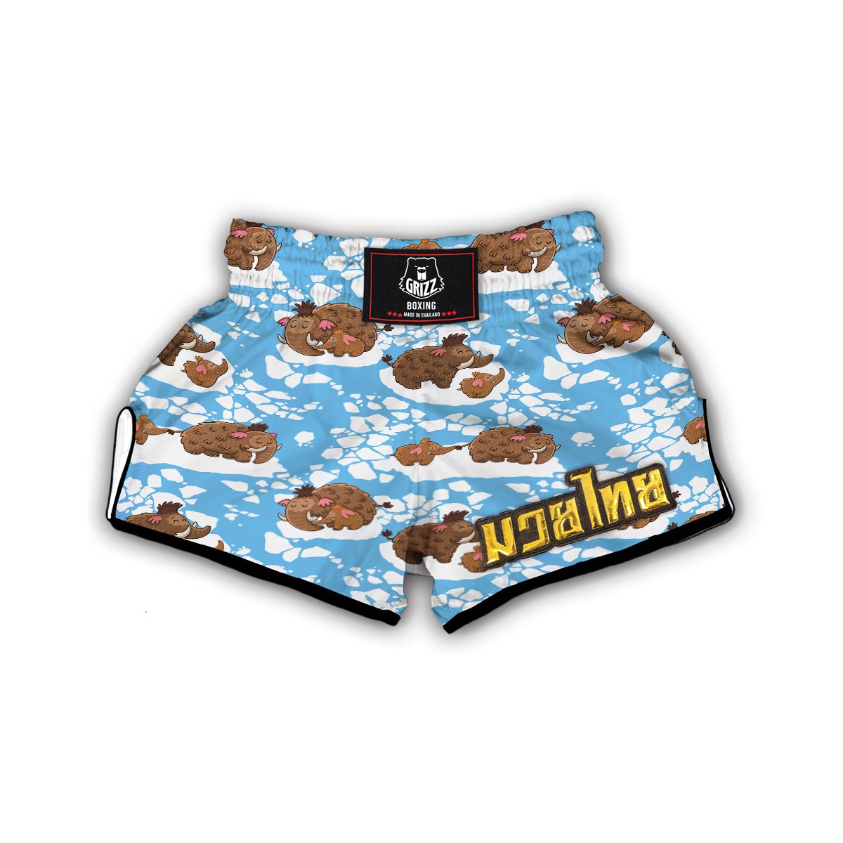 Mammoth Ice Age Pattern Print Muay Thai Boxing Shorts-grizzshop