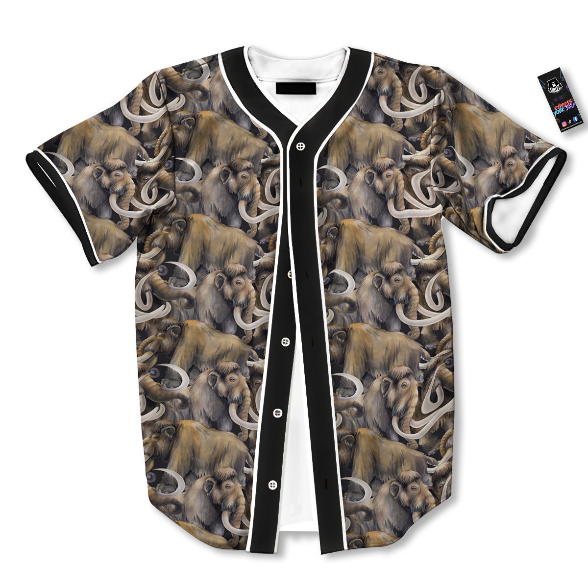 Mammoths Watercolor Print Pattern Baseball Jersey-grizzshop