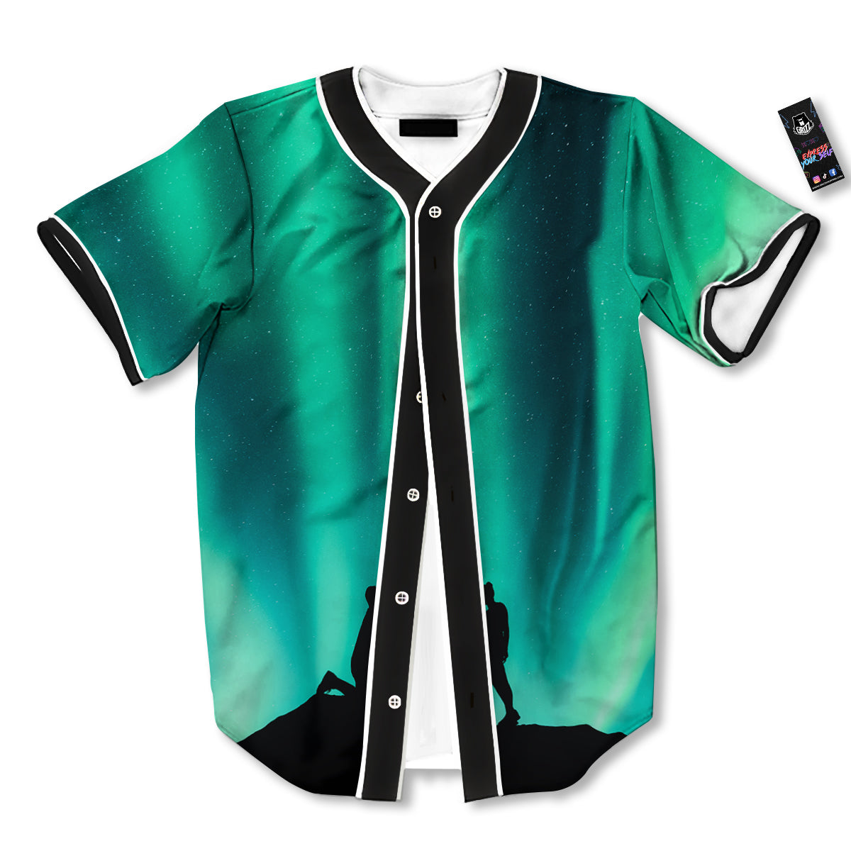 Man Making Marriage With Northern Lights Print Baseball Jersey-grizzshop