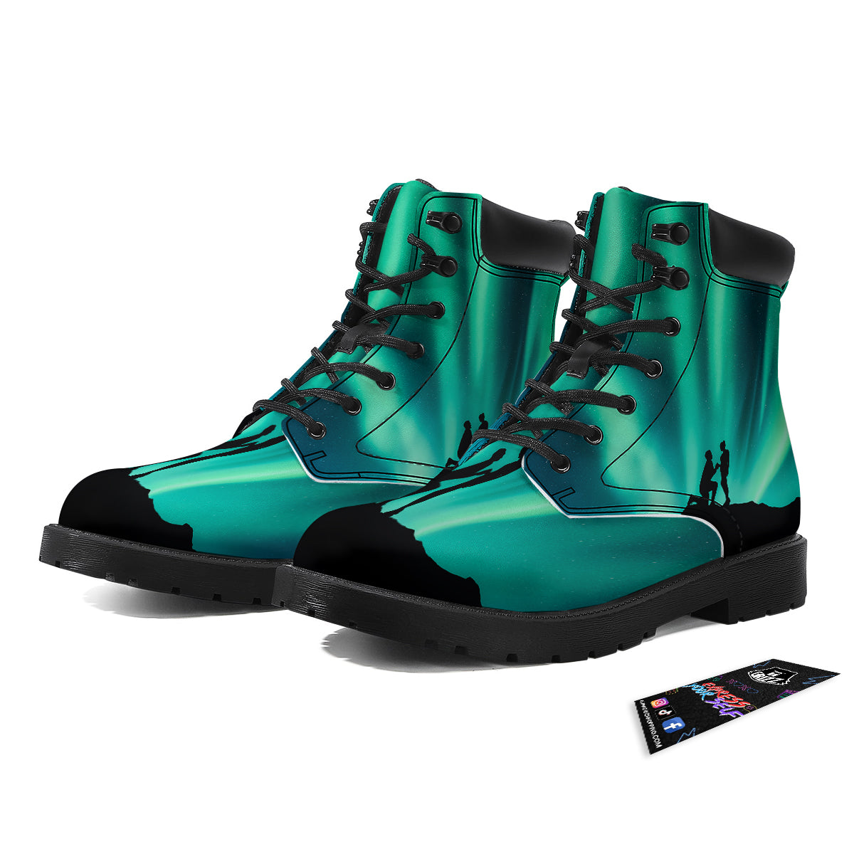 Man Making Marriage With Northern Lights Print Boots-grizzshop