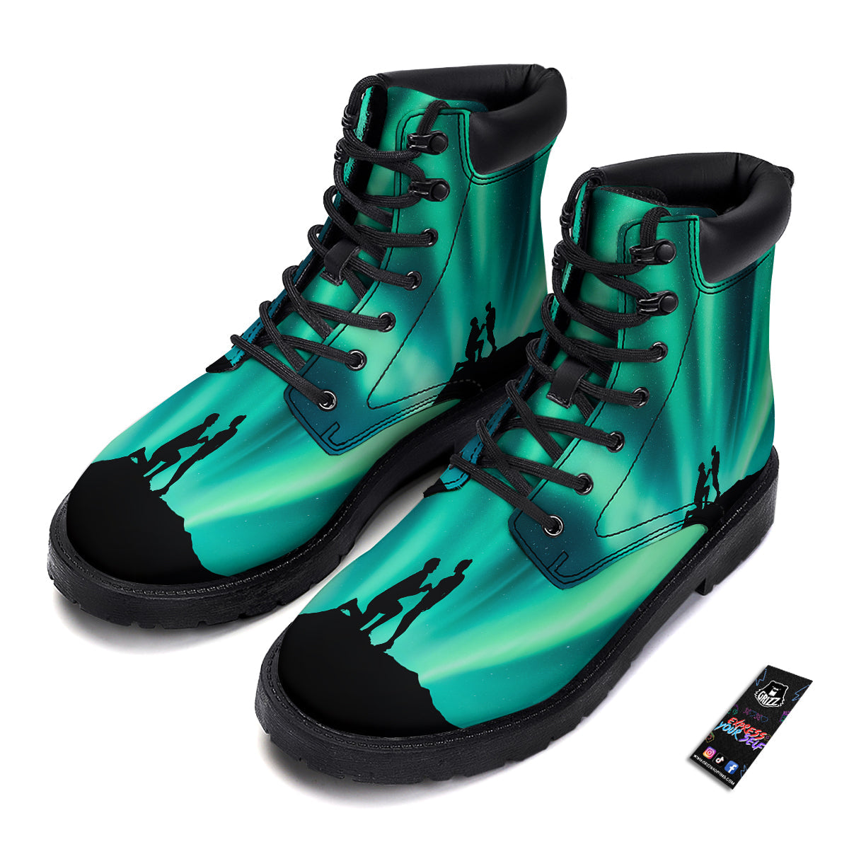 Man Making Marriage With Northern Lights Print Boots-grizzshop